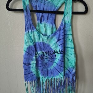 Tie-Dye Fringe Tank Top